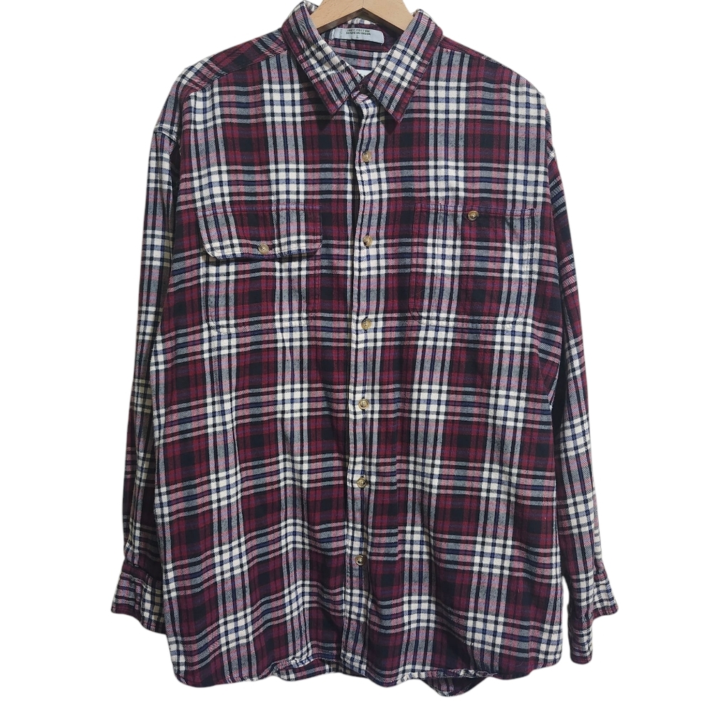 Orvis Flannel Shirt Black Red White Pen Pocket Sturdy Button Down Mens‎ Large
